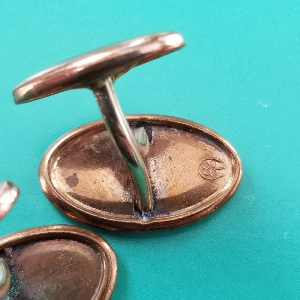 Vintage oval cufflinks gold tone cuff links mens